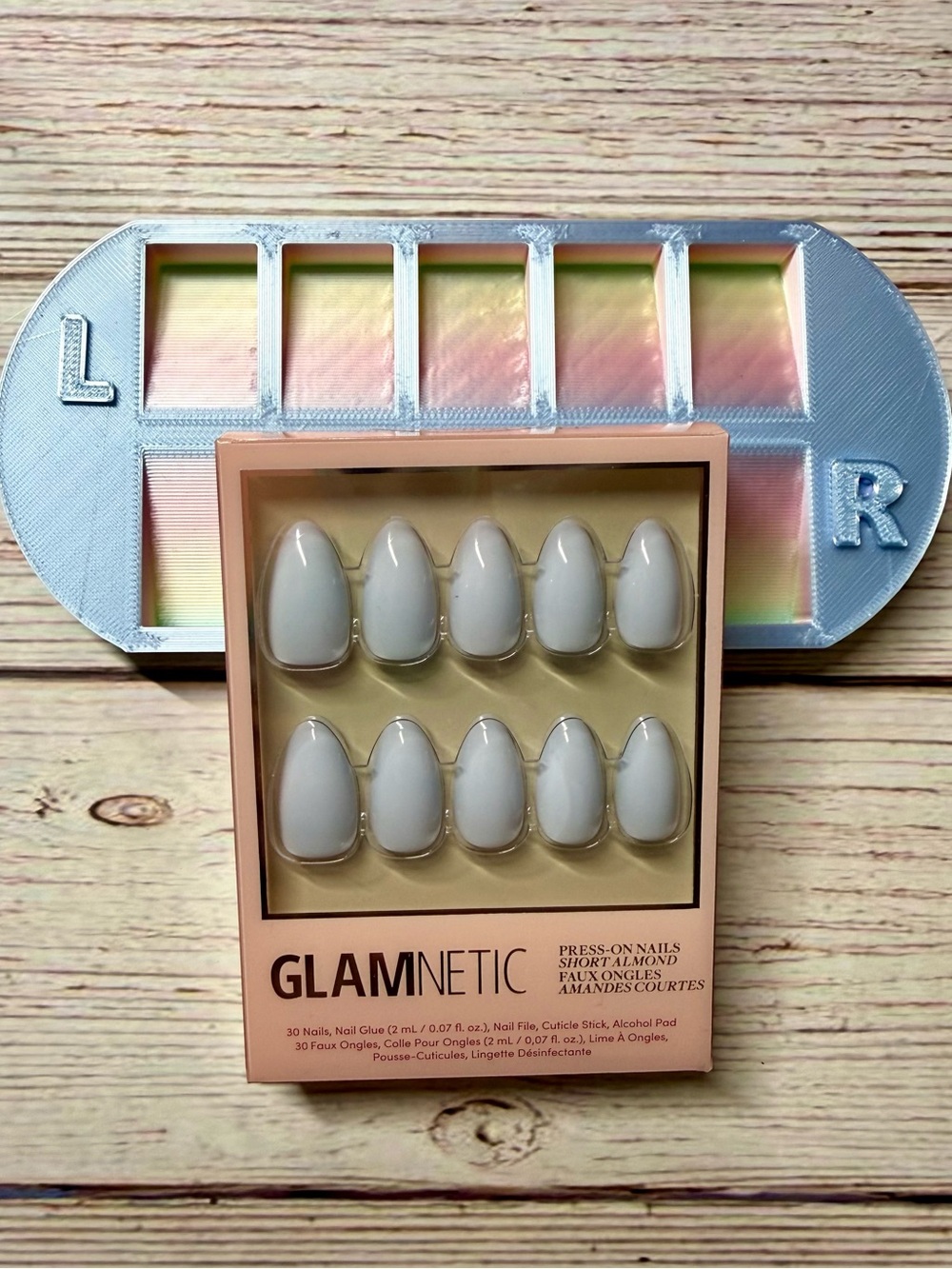 Glamnetic Blueberry Milk Short Almond Press-On Nails + Nail Sorting Tray